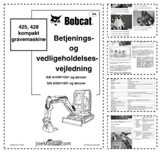 Bobcat 425 428 Excavator Operators Manual SN A1HW A520 DA