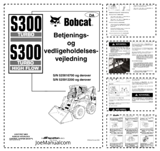 Bobcat S300 Turbo HF Skidsteer Operators Manual 5258 5259 DA