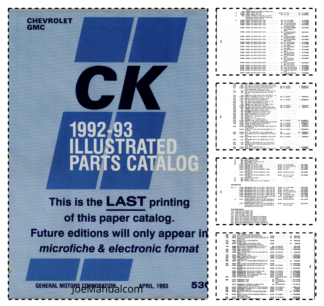 Chevrolet GMC CK 1992-93 Parts Catalog