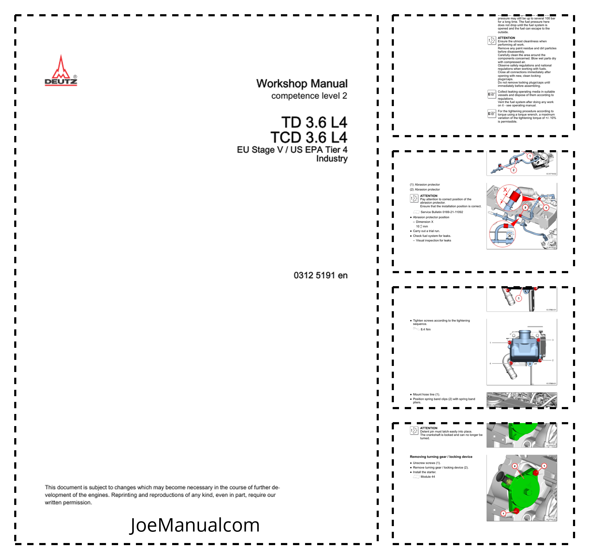 Deutz TD TCD 3.6 L4 EU Stage V Tier 4 Engine lvl 2 Workshop Manual 03125191