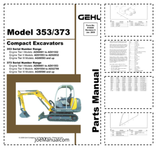 GEHL 353 373 Excavator Parts Catalog