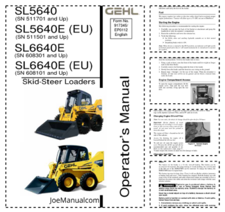 GEHL SK5640 SL6640E EU Skidsteer Loaders Operators Manual