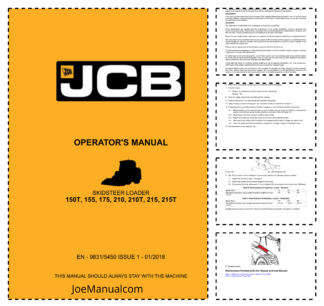 JCB 150T 155 175 210 210T 215 215T Skidsteer Operators Manual 9831/5450-1