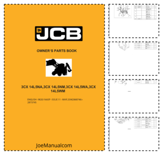 JCB 3CX 14L5NA 14L5NM 14L5WA 14L5WM Backhoe Loader Parts Catalog 9820/1665P-11 SN M2868746-2873745
