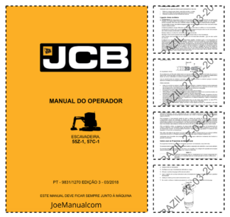 JCB 55Z-1 57C-1 Excavator Operators Manual 9831/1270-3 PT