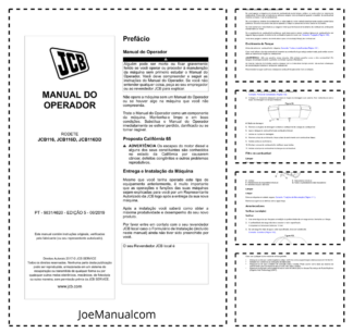 JCB JCB116 JCB116D JCB116DD Roller Operators Manual 9831/4620-5 PT