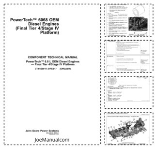 John Deere 6068 OEM Tier 4 Stage IV 6.8L PowerTech Engine Technical Service Manual CTM120019 2017