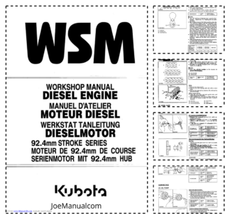 Kubota 92.4mm Stroke Series Engine Workshop Manual