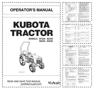 Kubota B1830 B2230 B2530 B3030 Tractor Operators Manual