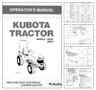 Kubota B2301 B2601 Tractor Operators Manual