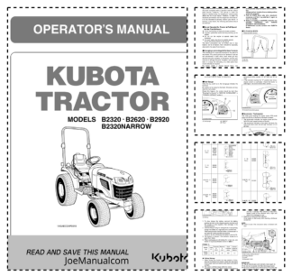 Kubota B2320 B2620 B2920 B2320Narrow Tractor Operators Manual