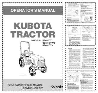 Kubota B2401DT B2401DTWO B2401 DTN Tractor Operators Manual