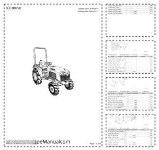 Kubota B3030HSD Tractor Parts Catalog