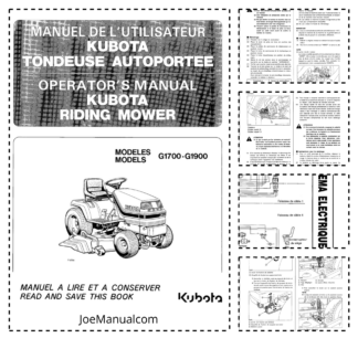 Kubota G1700 G1900 Mower Operators Manual