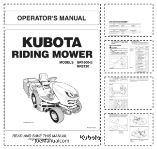 Kubota GR1600-II GR2120 Riding Mower Operators Manual