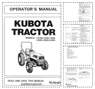 Kubota L3130 L3430 L3830 L4330 L4630 L5030 Tractor Operators Manual