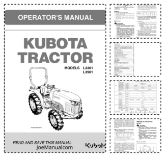 Kubota L3301 L3901 Tractor Operators Manual
