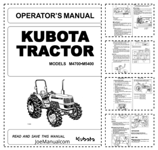 Kubota M4700 M5400 Tractor Operators Manual