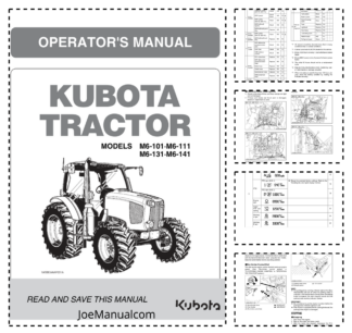 Kubota M6-101 M6-111 M6-131 M6-141 Tractor Operators Manual