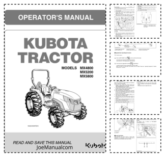 Kubota MX4800 MX5200 MX5800 Tractor Operators Manual