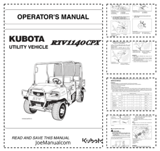Kubota RTV1140CPX Utility Vehicle Operators Manual