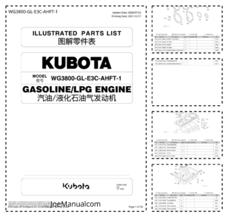 Kubota WG3800-GL-E3C-AHFT-1 Engine Parts Catalog 2020