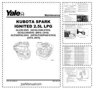 Kubota Yaler GLC20-35VX GC GLC040-070VX GC GLC055SVX GLP GDP20-35VX Engine Maintenance Manual