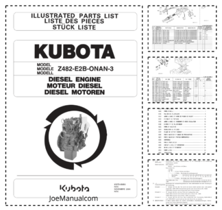 Kubota Z482-E2B-ONAN-3 Engine Parts Catalog