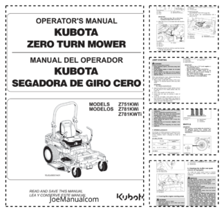 Kubota Z751KWi Z781KWi Z781KWTi Zero Turn Mower Operators Manual ES EN