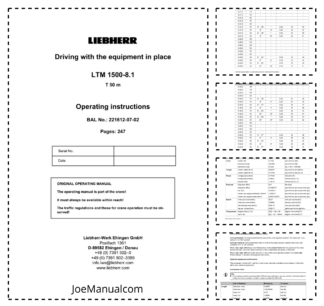 Liebher LTM 1500-8.1 Crane Operators Manual Driving With The Equipment in Place