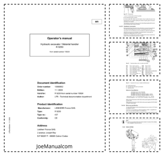 Liebher R9250 437 Excavator Operators Manual SN 18924