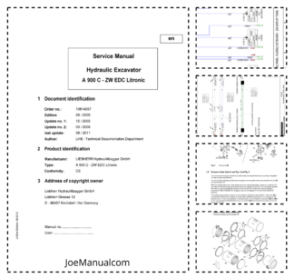 Liebherr A 900 C ZW EDC Litronic Excavator Service Manual