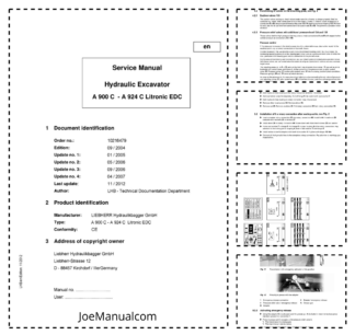 Liebherr A900C A924C Litronic EDC Excavator Service Manual