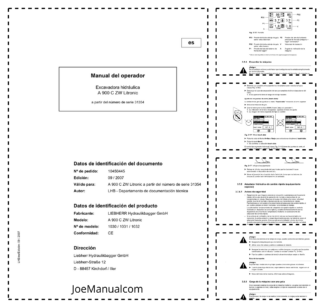 Liebherr A900C ZW Litronic Excavator Operators Manual ES