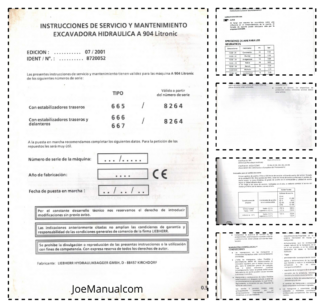 Liebherr A904 Litronic 665 666 667 Excavator Operators Manual ES SN 8264