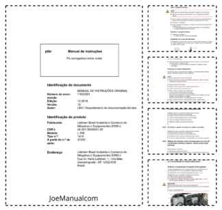 Liebherr L556 1410 Wheel Loader Operators Manual SN 37202 2019 PT