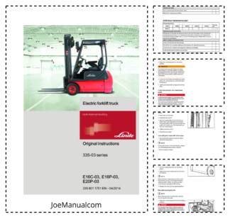 Linde E16C-03 E16P-03 E20P-03 Series 335-03 Forklift Operators Manual