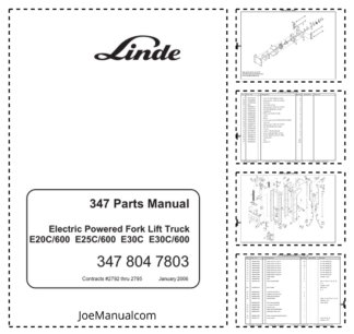 Linde E20C-600 E25C-600 E30C E30C-600 Series 347 Forklift Parts Catalog