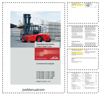 Linde H100 120 140 160 180 600 1200 Forklift with Cummins Tier 3 Engine Operators Manual