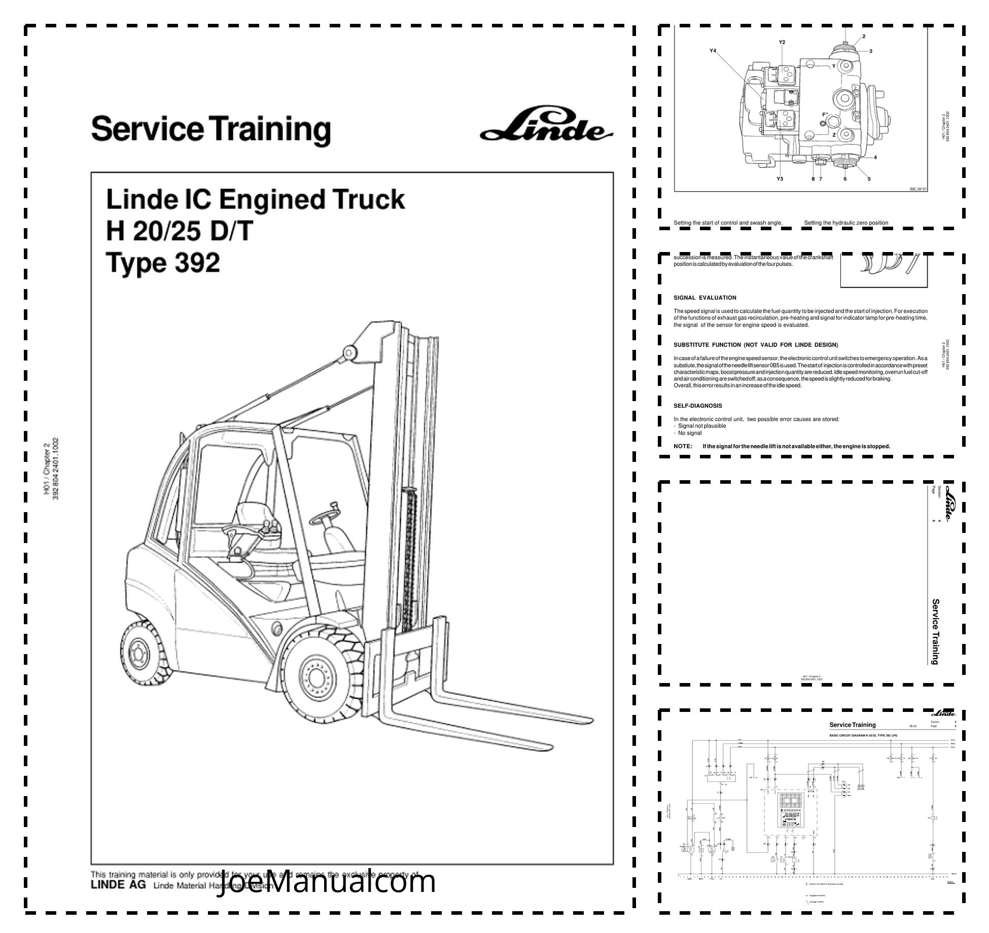 Linde H20 G25 D T Type 392 Forklift Service Training Manual