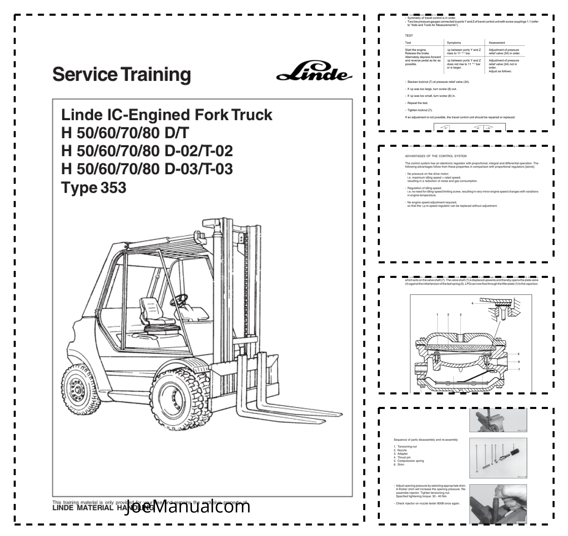Linde H50 H60 H70 H80 D T D-02 D-03 T-02 T-03 Type 353 Forklift Service Training Manual