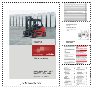 Linde H50D H60D H70D H80D H80-900D H80-1100D Forklift Operators Manual