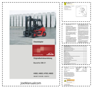 Linde H50D H60D H70D H80D Series 396-01 Forklift Operators Manual DE