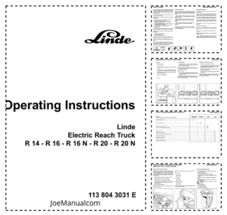 Linde R14 R16 R16N R20 R20N Forklift Operators Manual