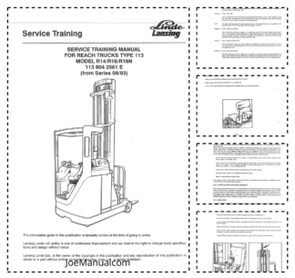 Linde R14 R16 R16N Type 113 Forklift Service Training Manual from series 09-93