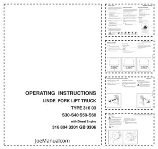 Linde S30 S40 S50 S60 Type 316 03 Forklift Operators Manual