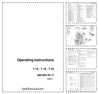 Linde T16 T18 T20 Forklift Operators Manual