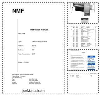 NMF DK II 60016 40025 34028 Crane Operators Manual SN 786