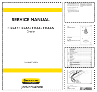 New Holland F106.6 F106.6A F156.6 F156.6A Grader Workshop Service Manual