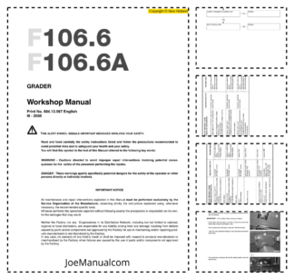 New Holland F106.6 F106.6A Grader Workshop Service Manual v3-2005